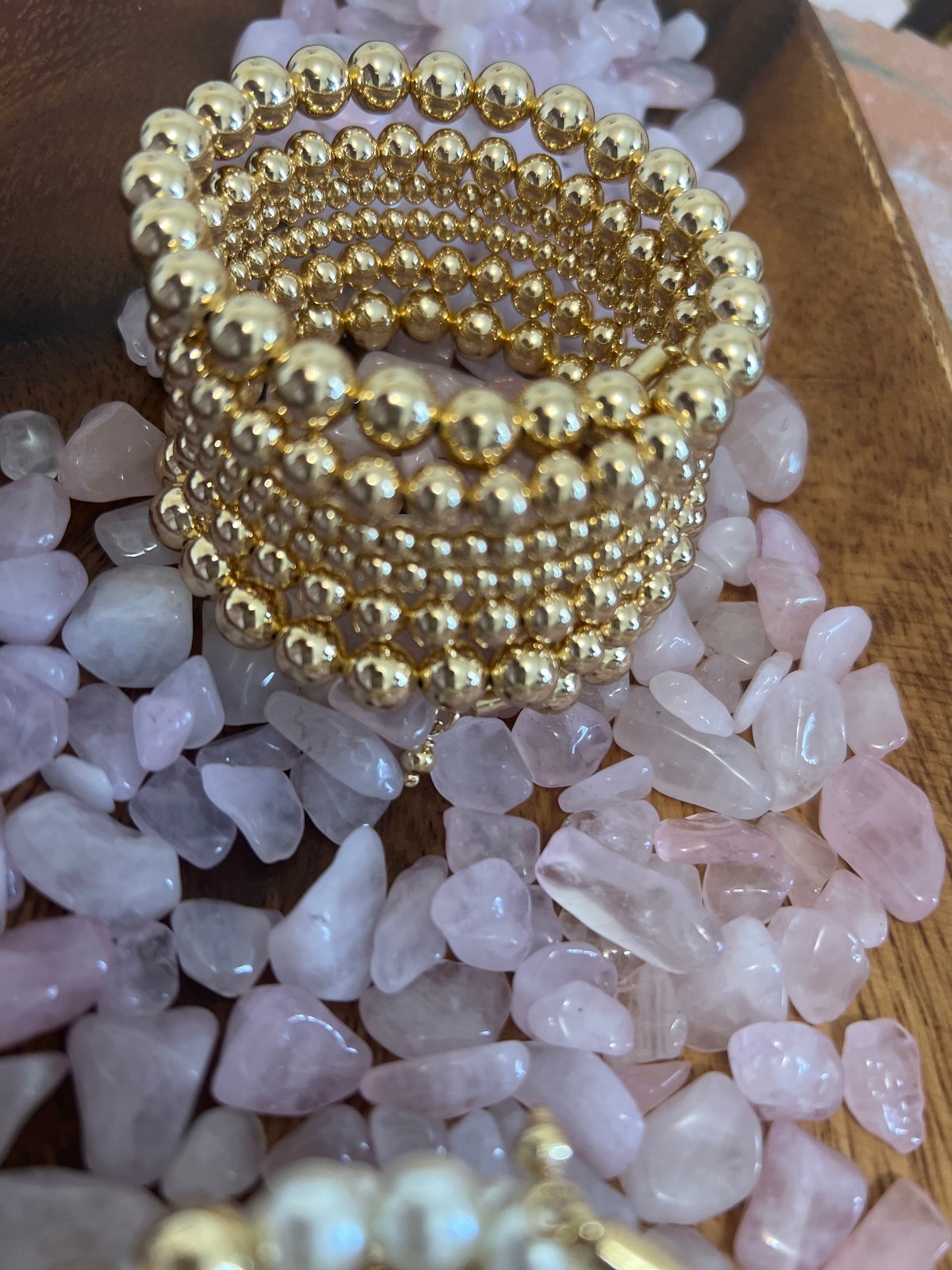 Multi (6) Row 18k Gold Beaded Bracelet