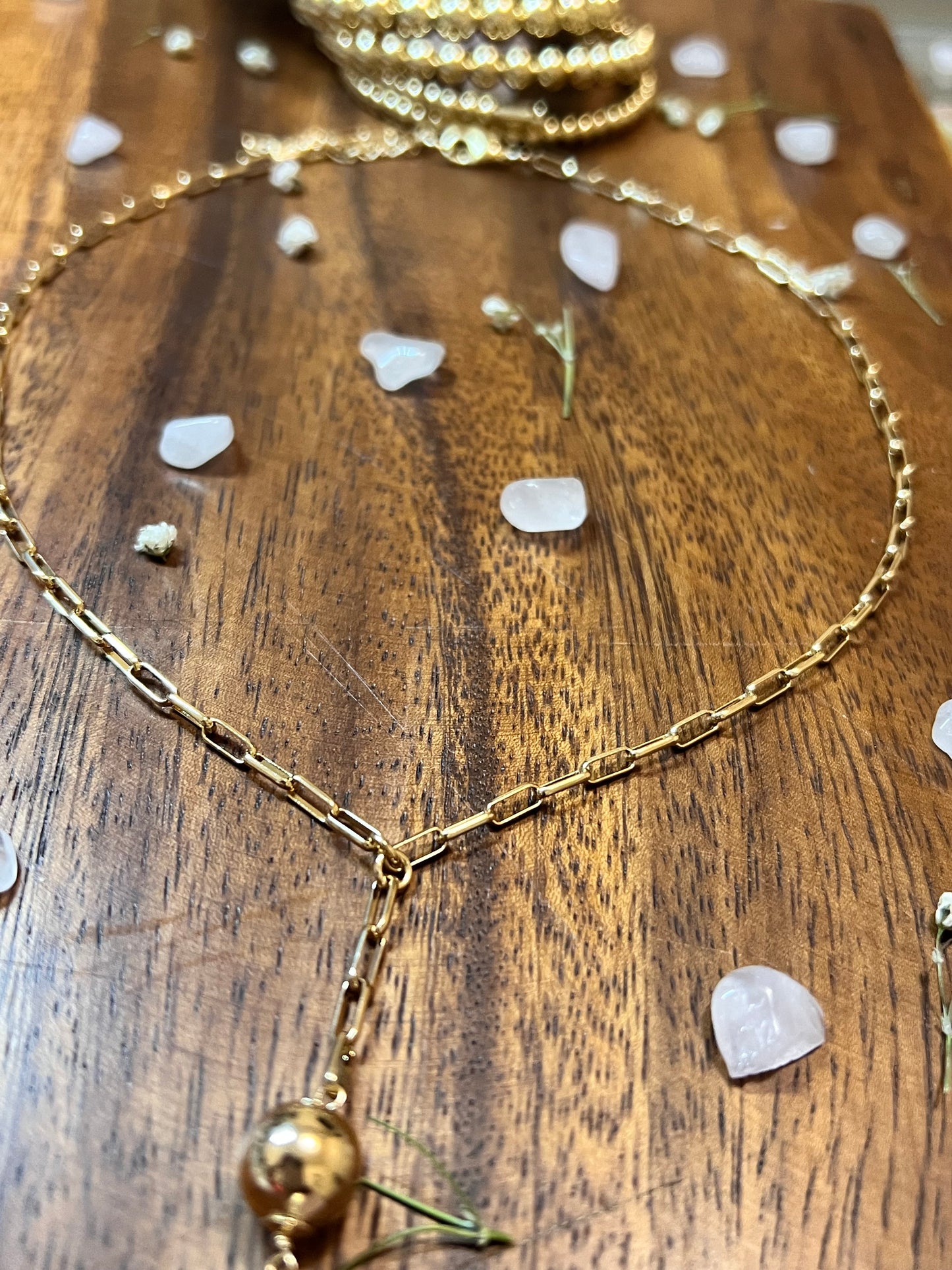 Long Safety Pins, Pearls and gold plated Beads Necklace