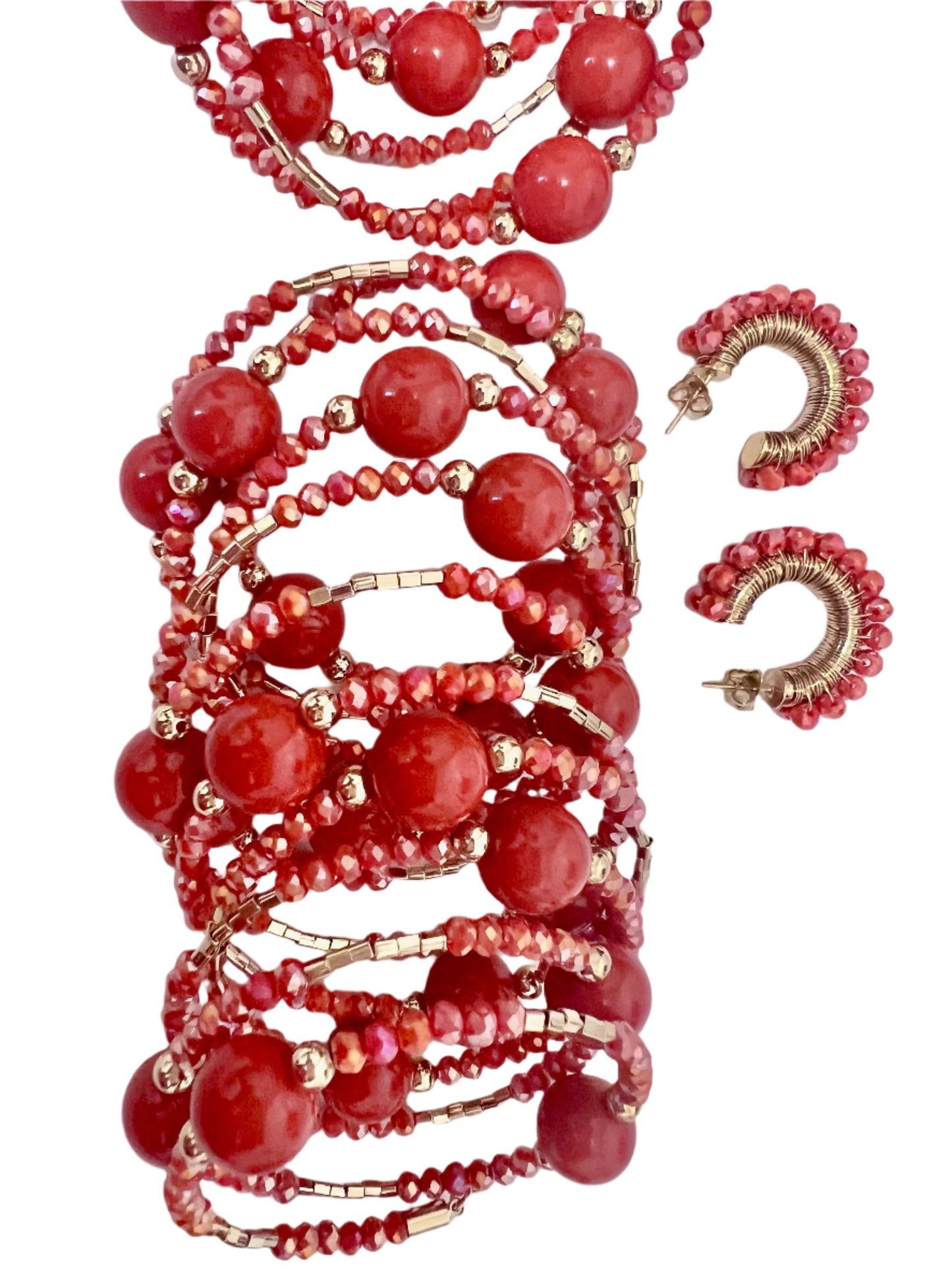 Red Blooming Beads Bracelet