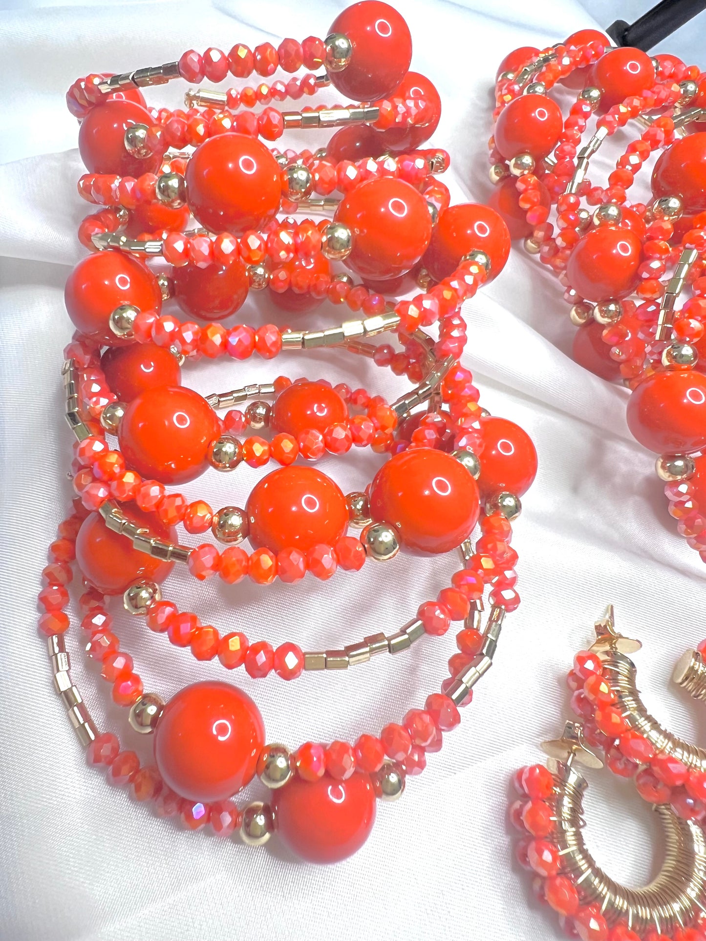 Orange Blooming Beads Bracelet