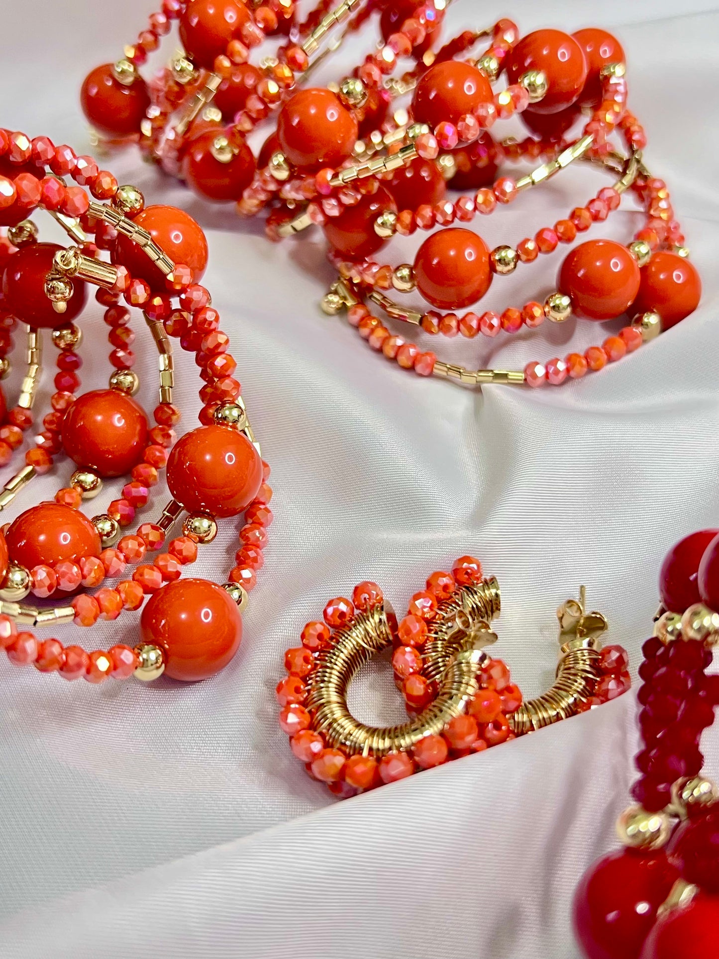 Orange Blooming Beads Bracelet