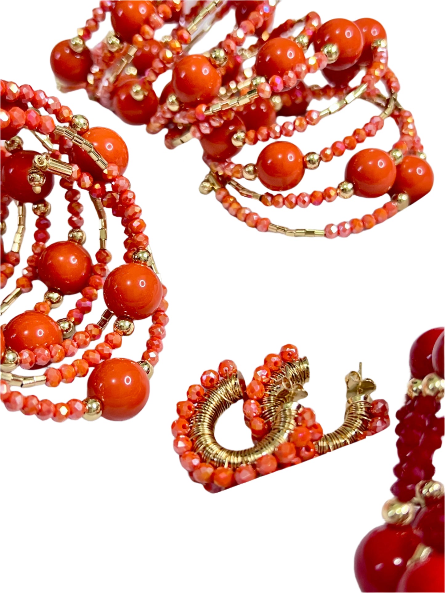 Orange Blooming Beads Bracelet
