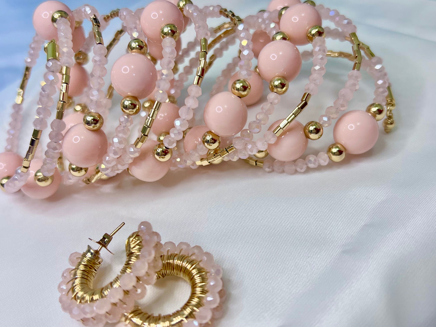 Multi-Row (10) Colored Beaded Bracelet