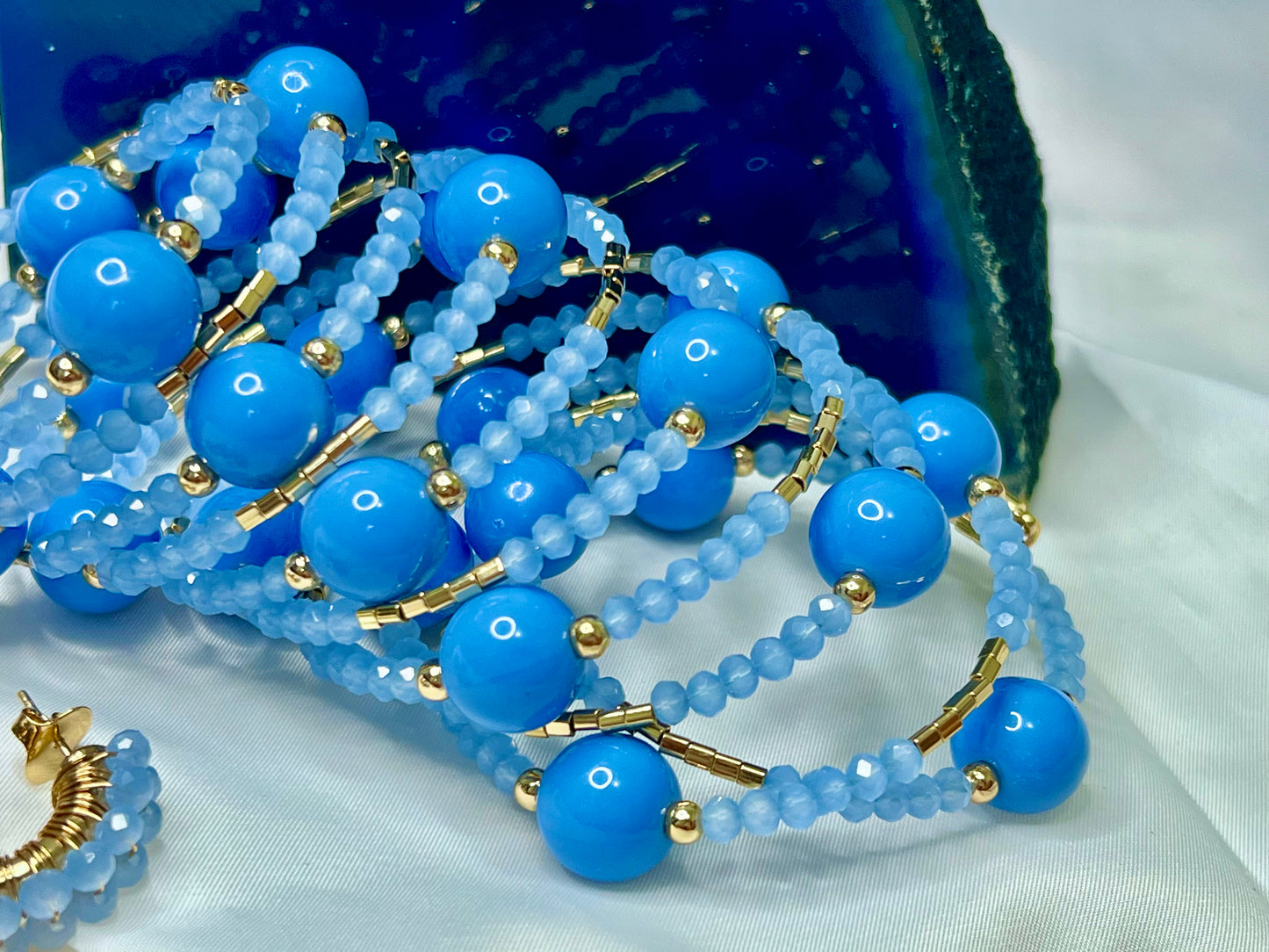 Lt. Blue Blooming Beads Bracelet