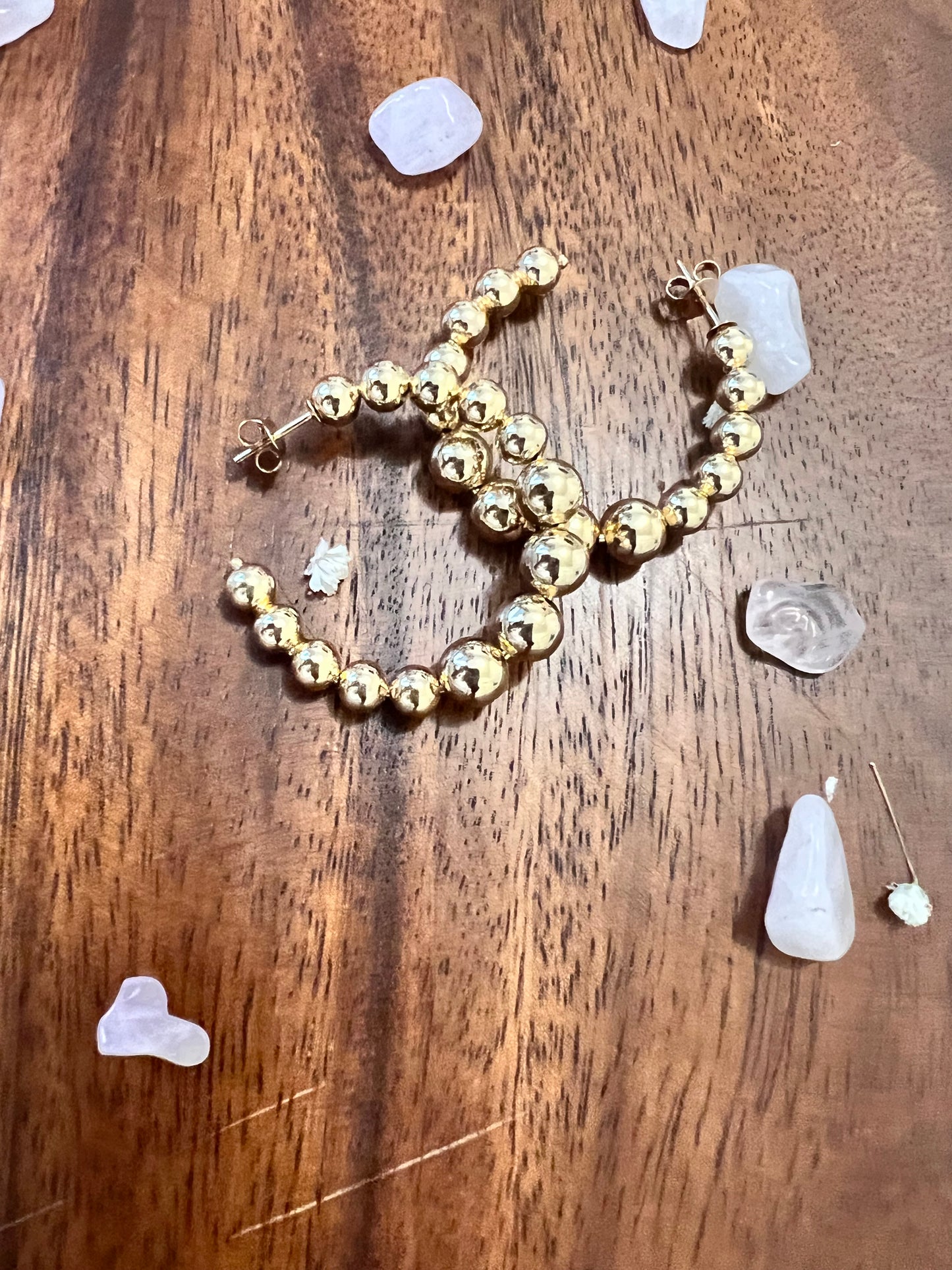 Gold Plated Beaded Hoop Earring