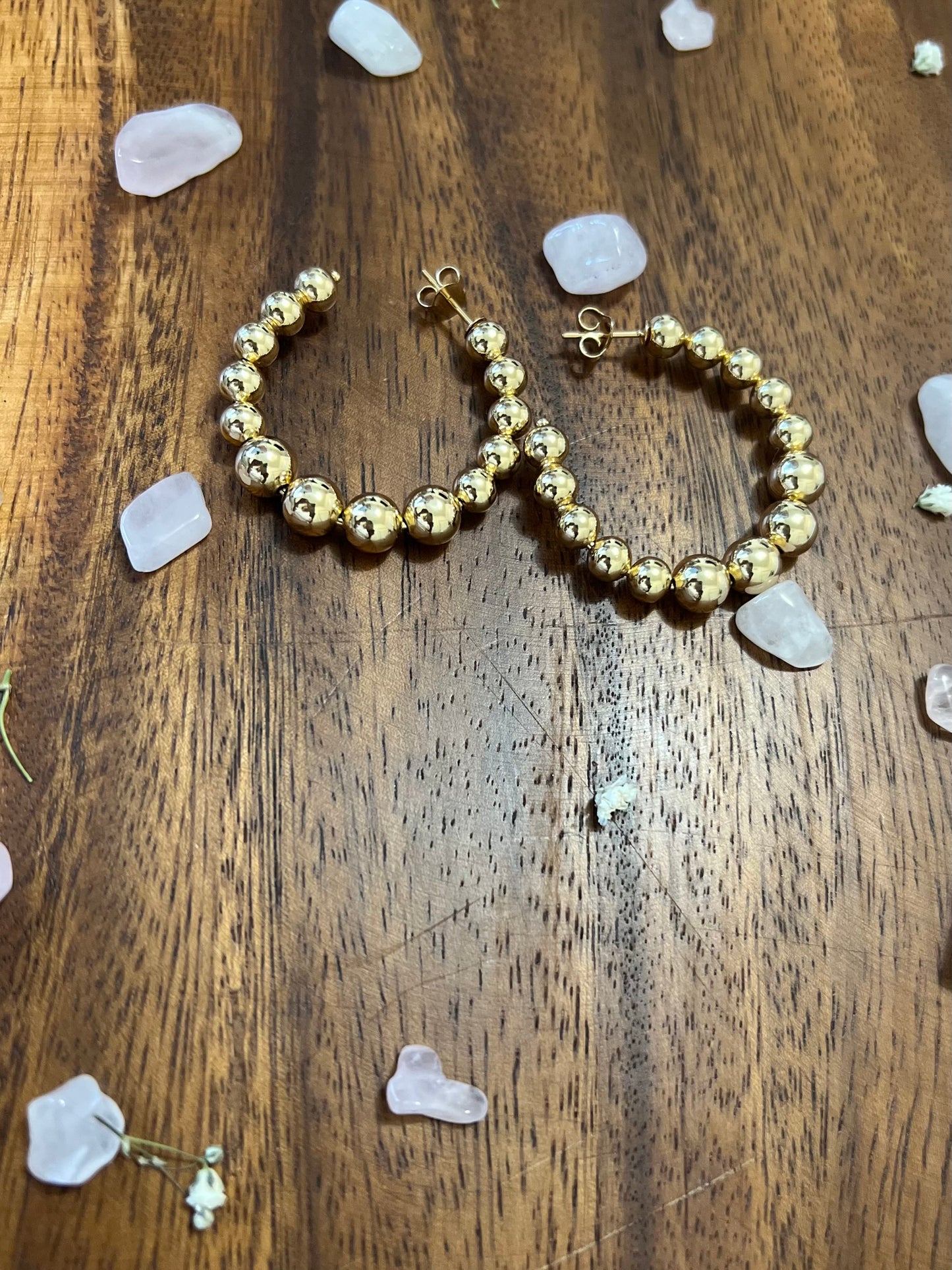 Gold Plated Beaded Hoop Earring