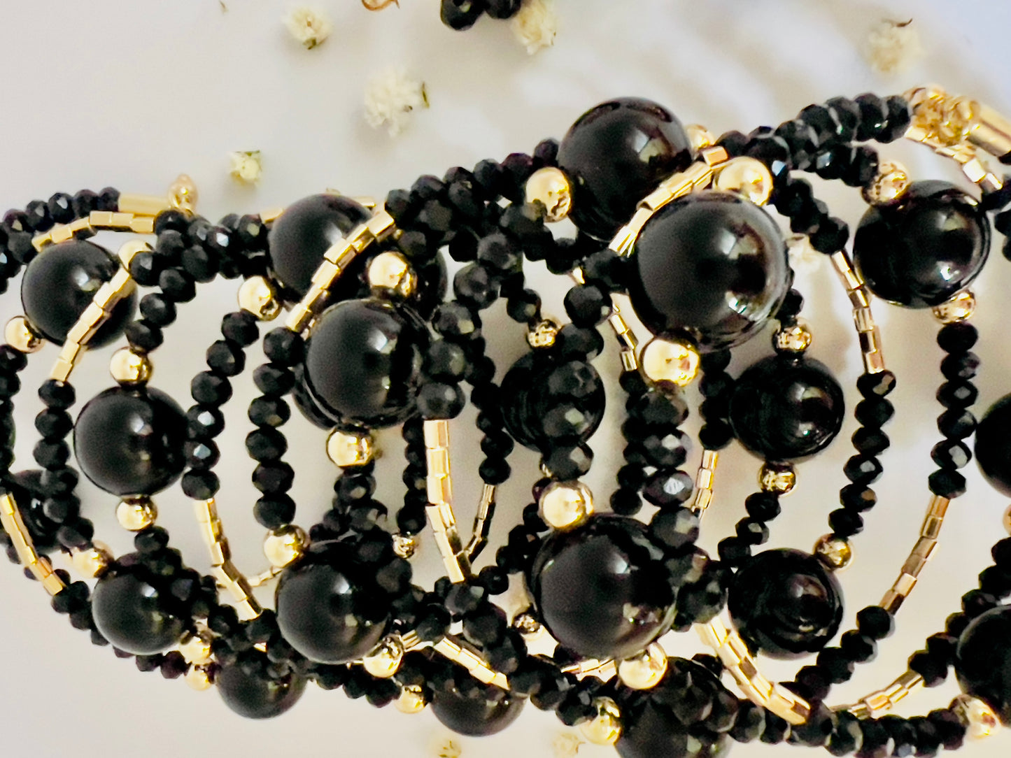 Black Blooming Beads Bracelet