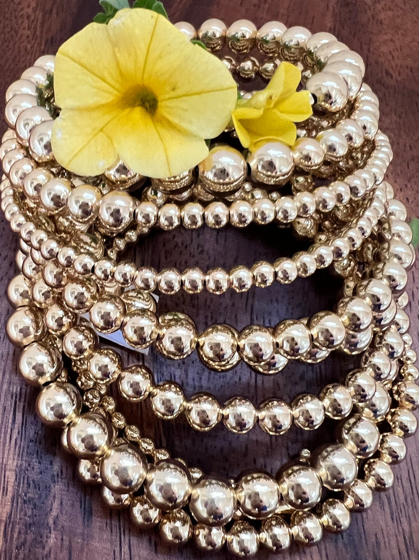 Multi (6) Row 18k Gold Beaded Bracelet