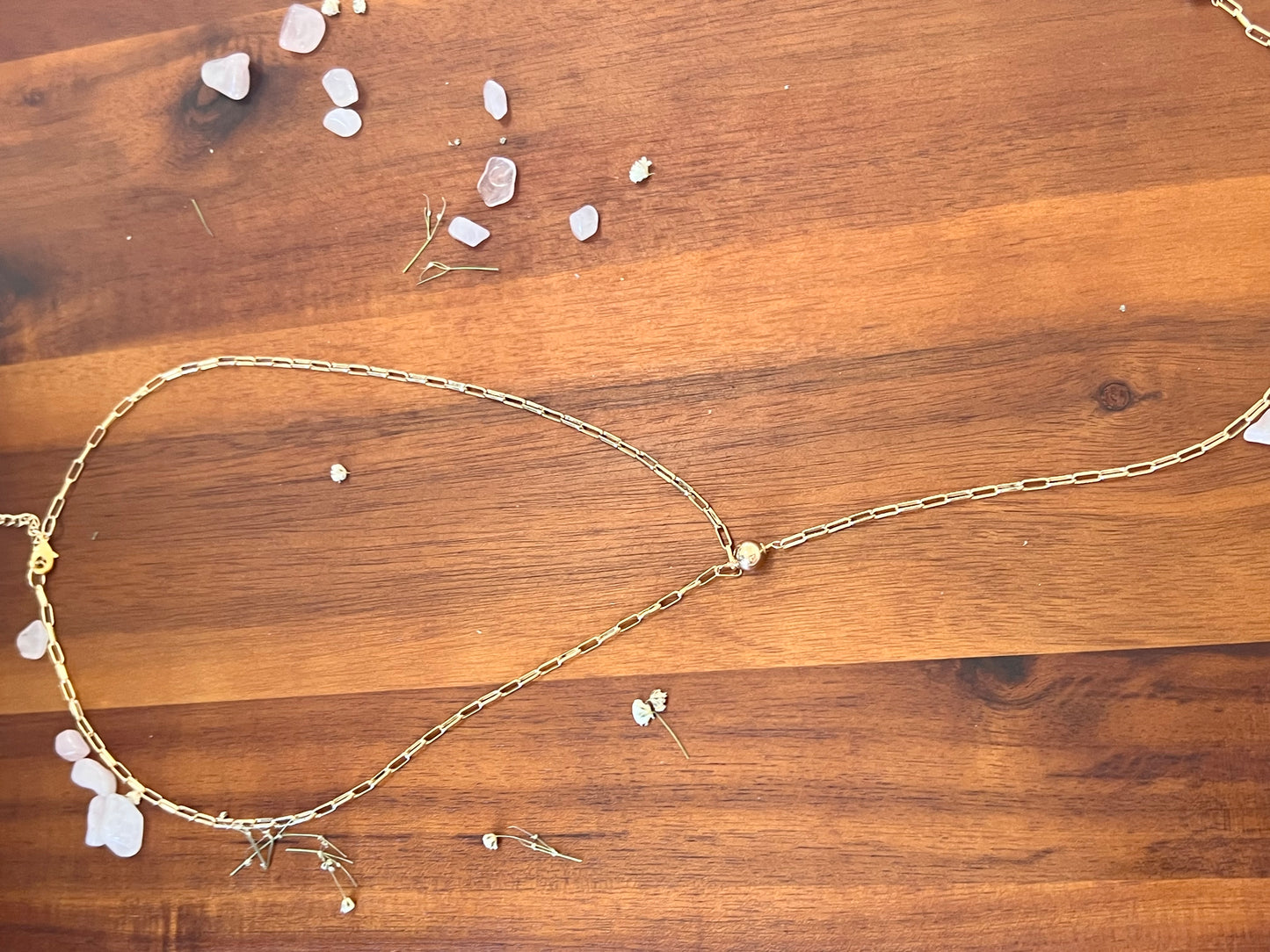 Long Safety Pins and Beads Necklace