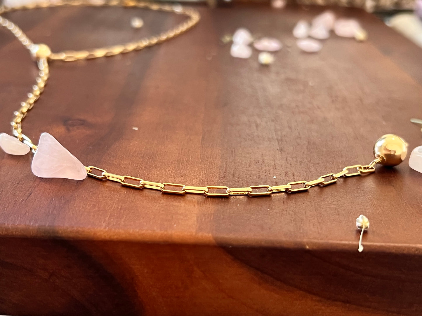 Long Safety Pins and Beads Necklace