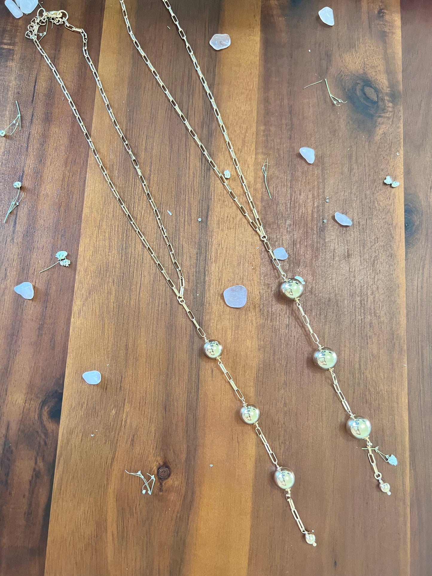 Long 18k Gold Plated Beads Necklace