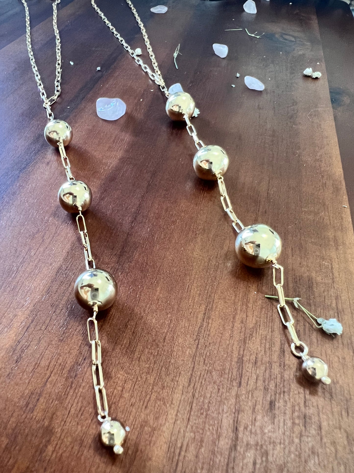 Long 18k Gold Plated Beads Necklace