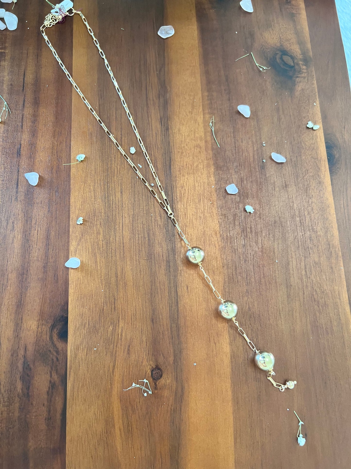 Long 18k Gold Plated Beads Necklace