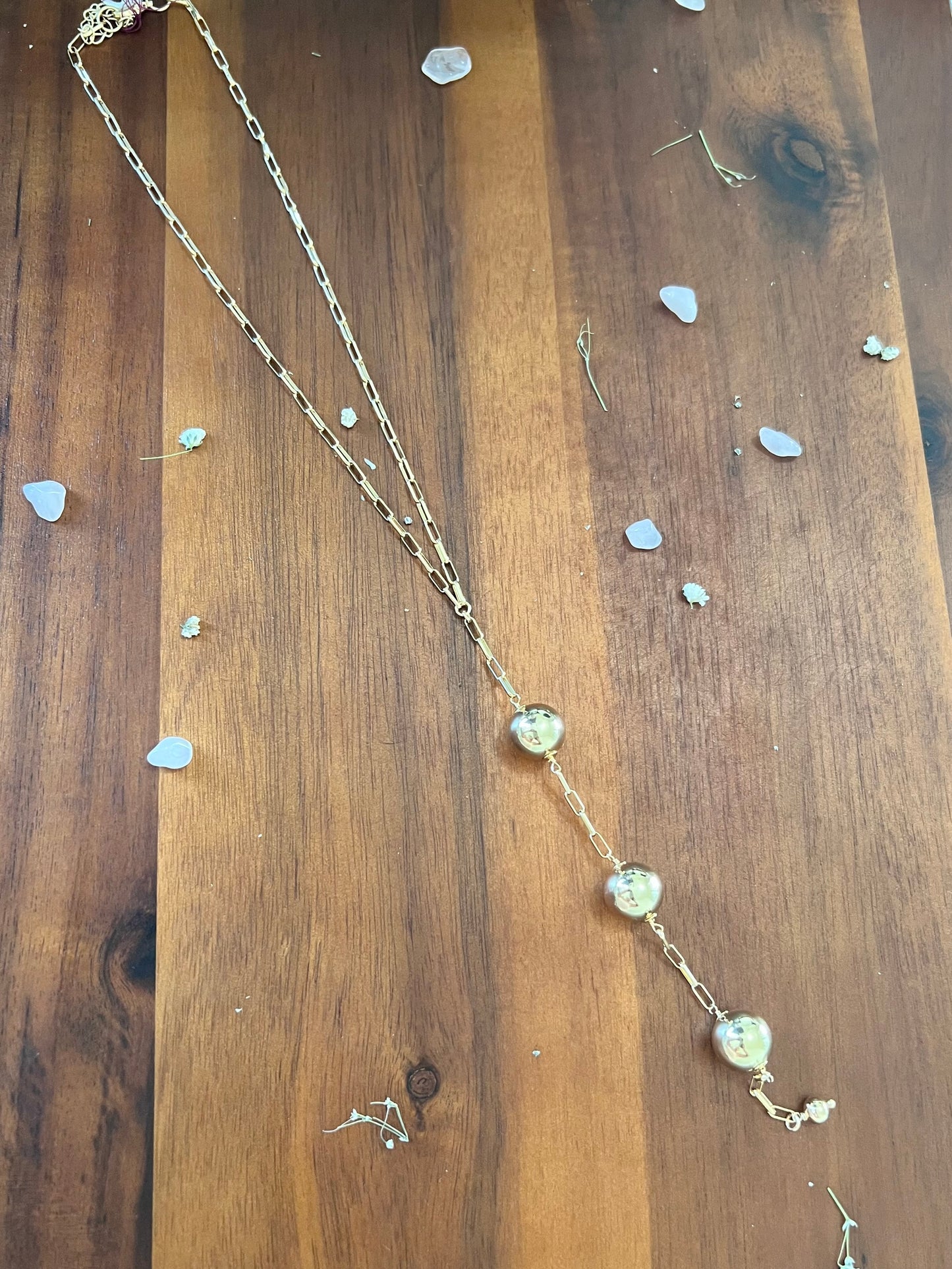 Long 18k Gold Plated Beads Necklace