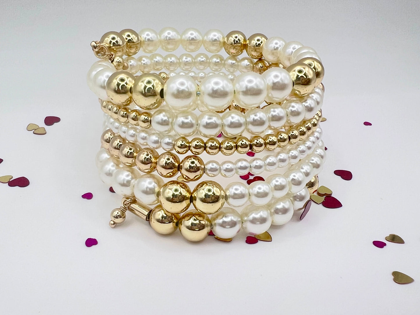 Gold Plated Beads and Pearl Bracelet