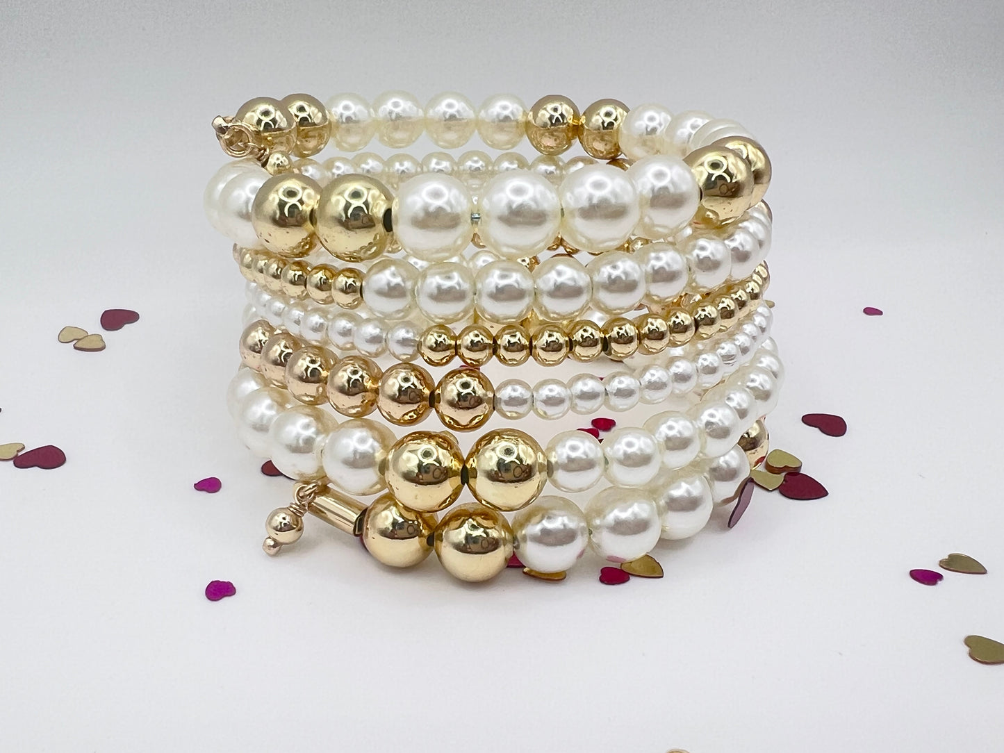 Gold Plated Beads and Pearl Bracelet