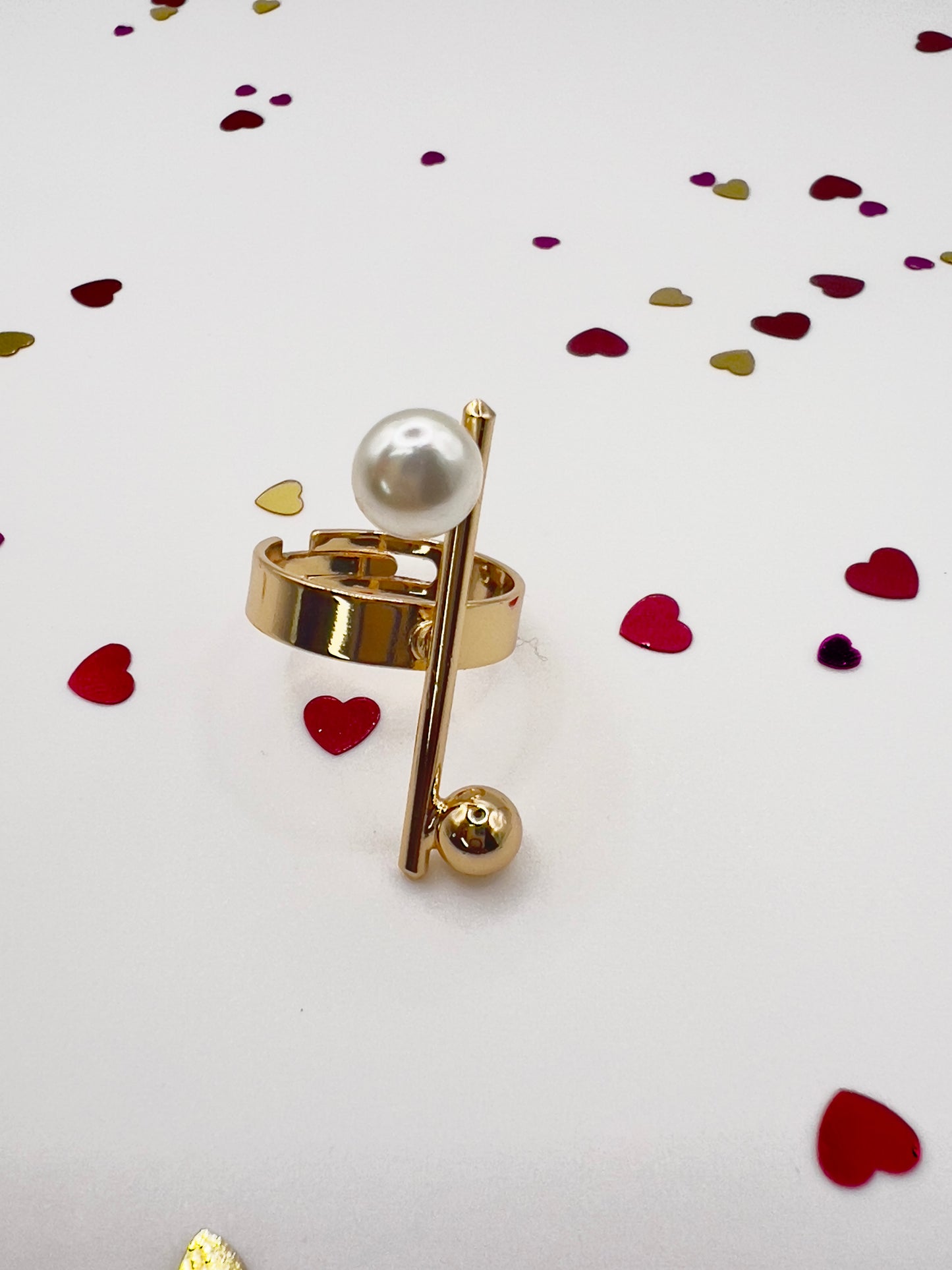 Geometric Pearl & Bead Ring