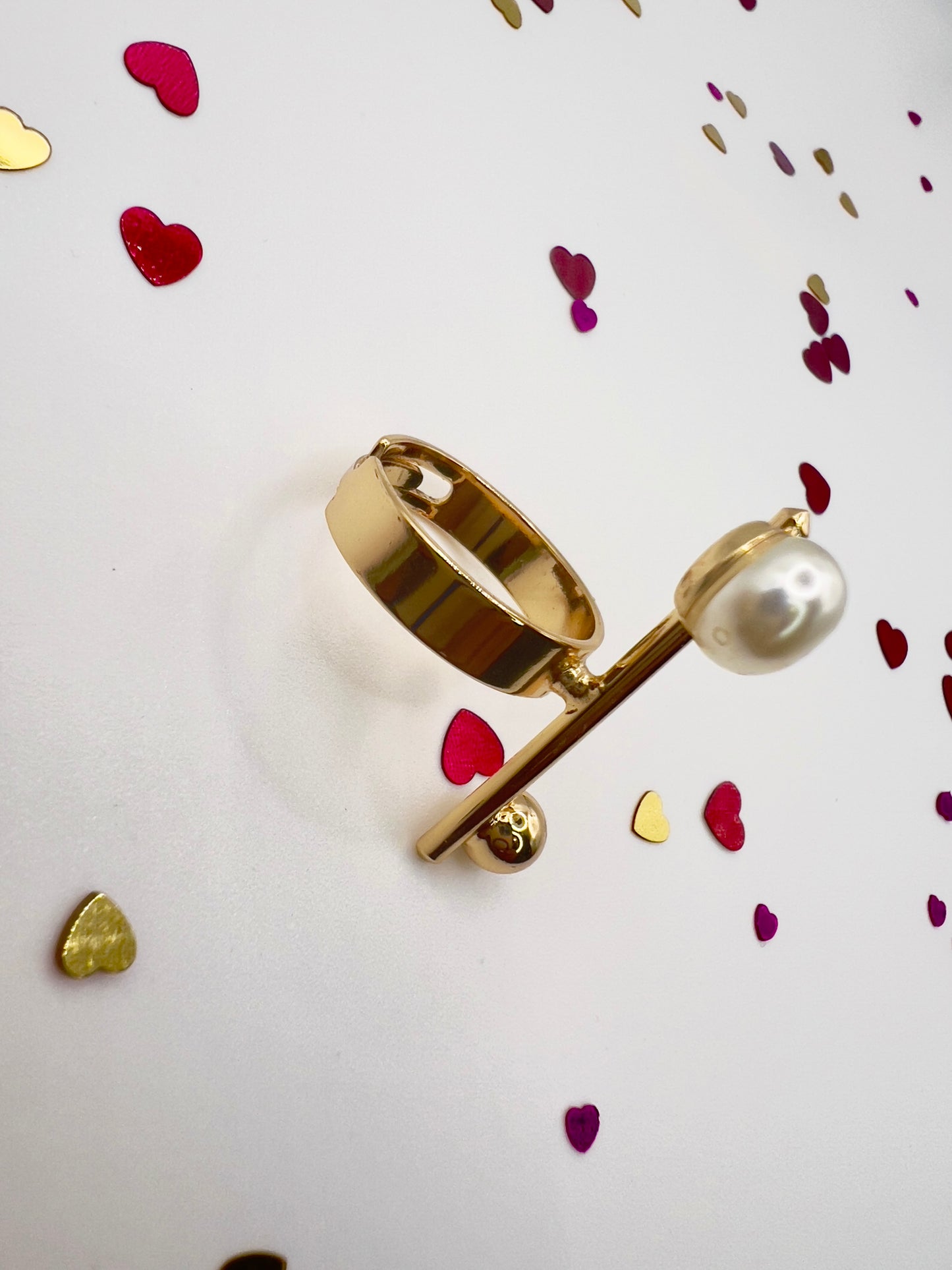 Geometric Pearl & Bead Ring