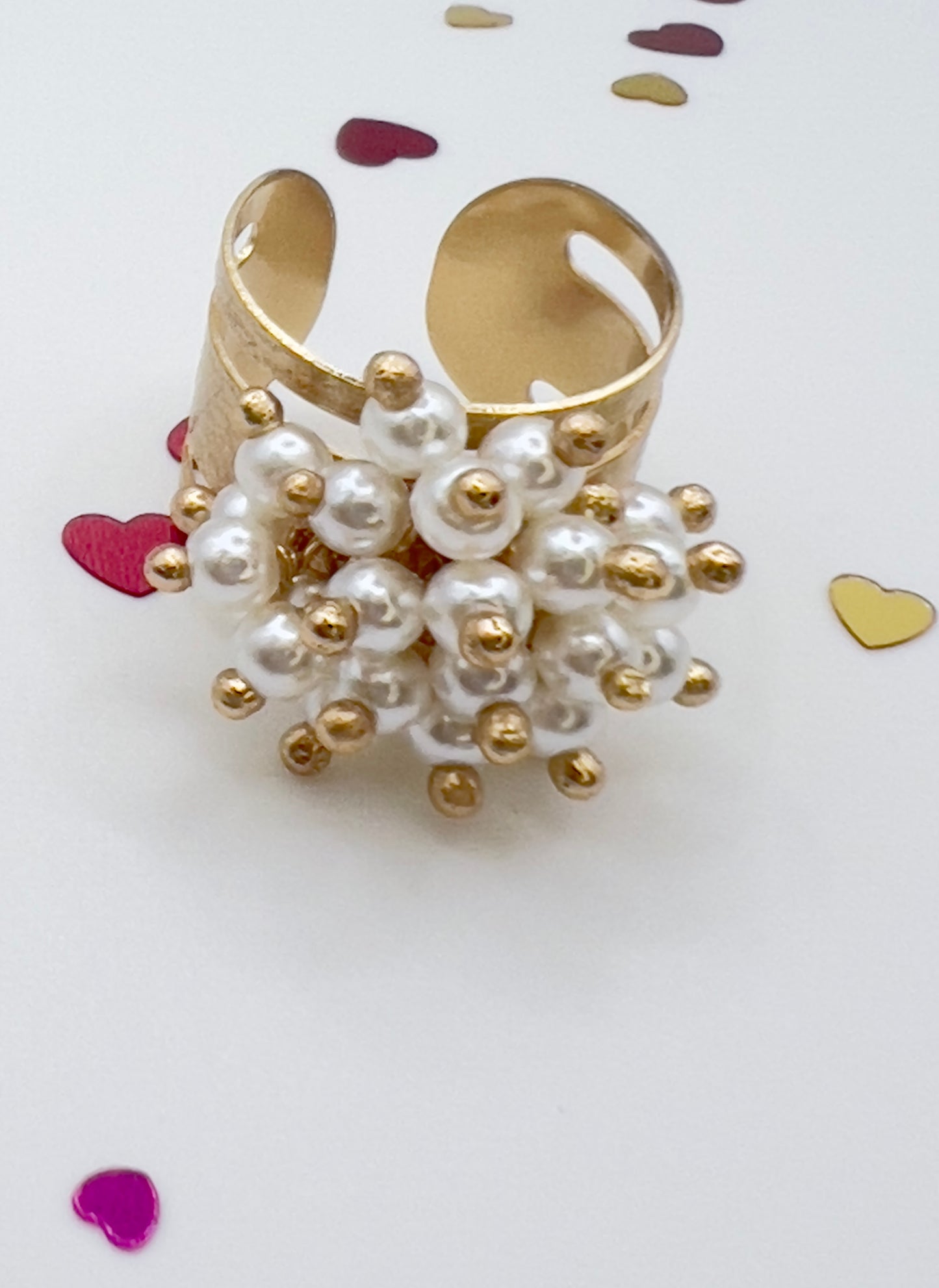Whimsy White Pearls Ring