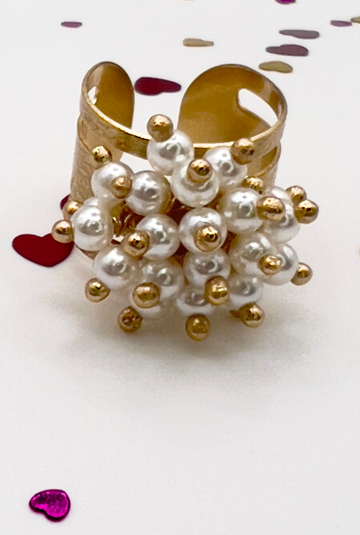 Whimsy White Pearls Ring