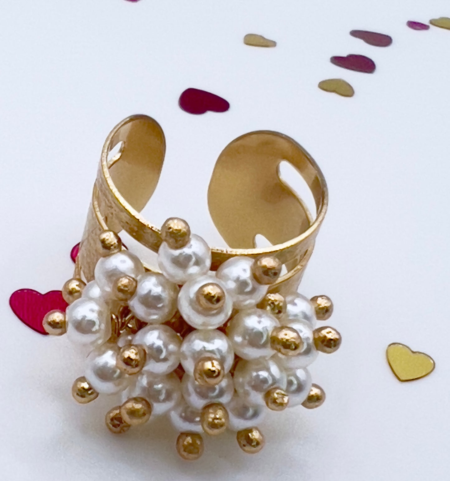 Whimsy White Pearls Ring