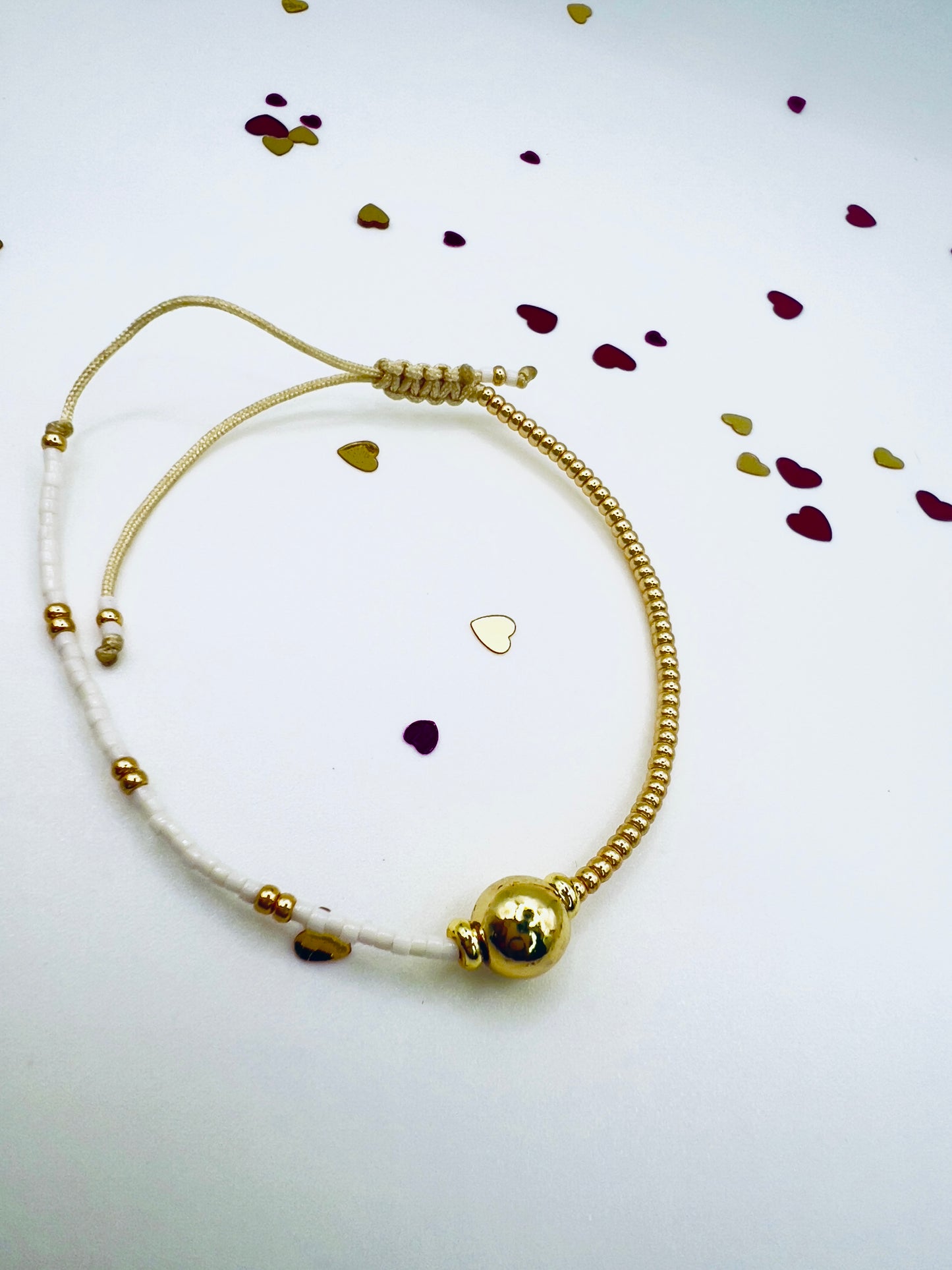 Boho Gold Plated Beads and White Stone Bracelet