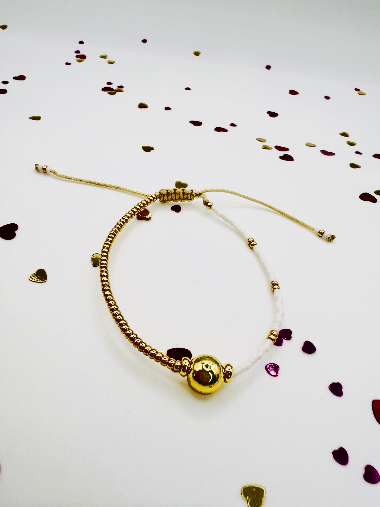 Boho Gold Plated Beads and White Stone Bracelet