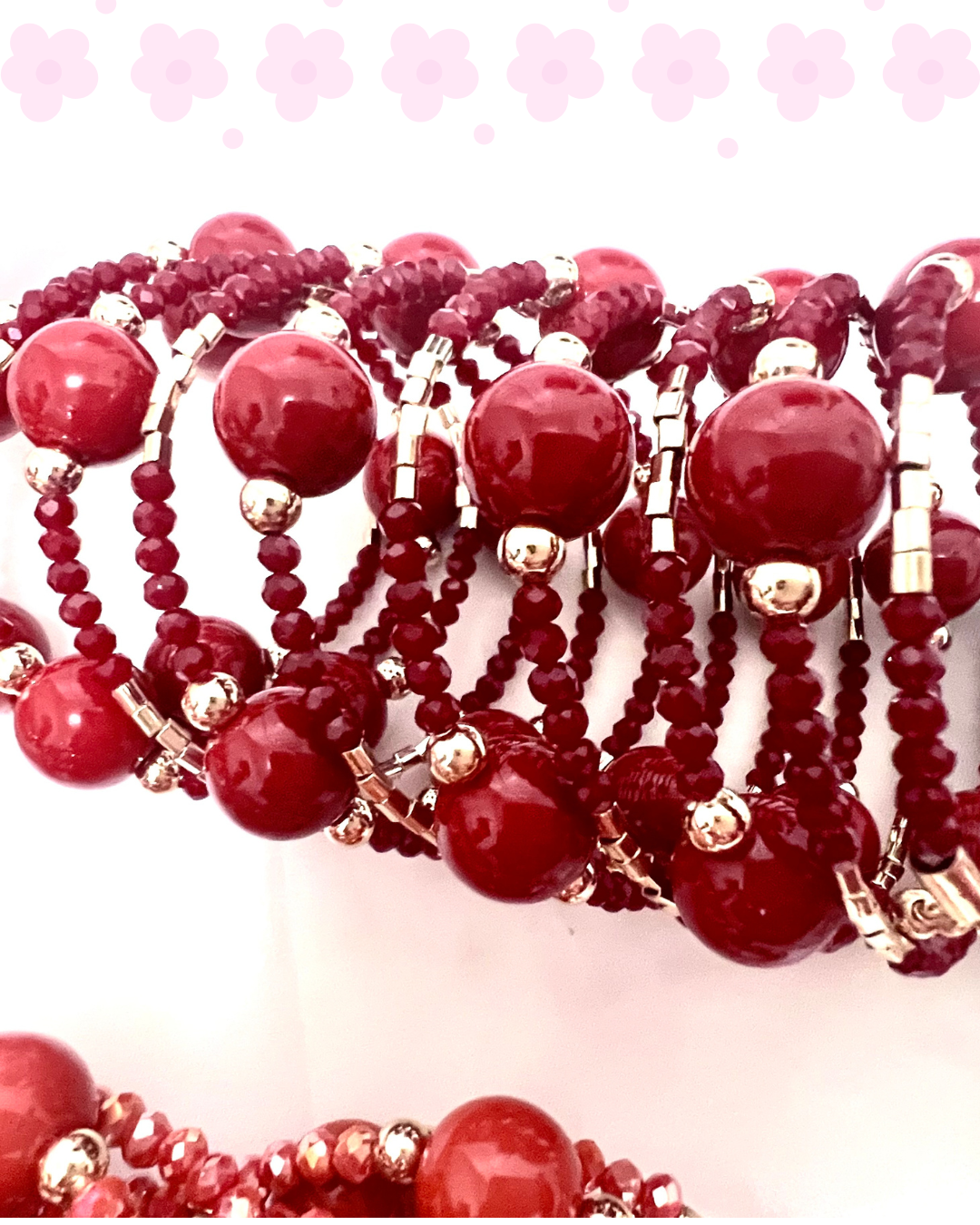 Red Blooming Beads Bracelet
