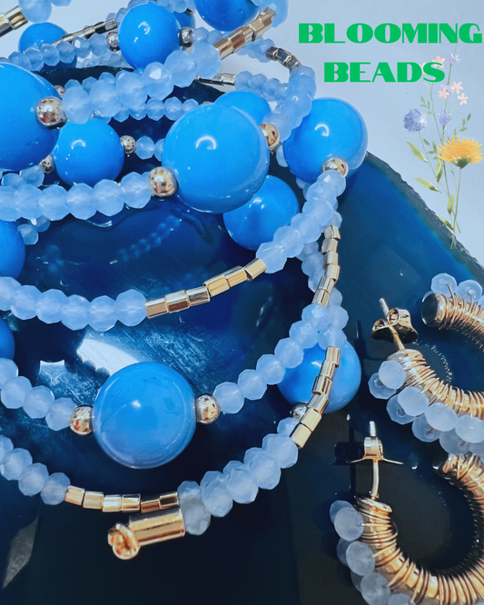 Lt. Blue Blooming Beads Bracelet