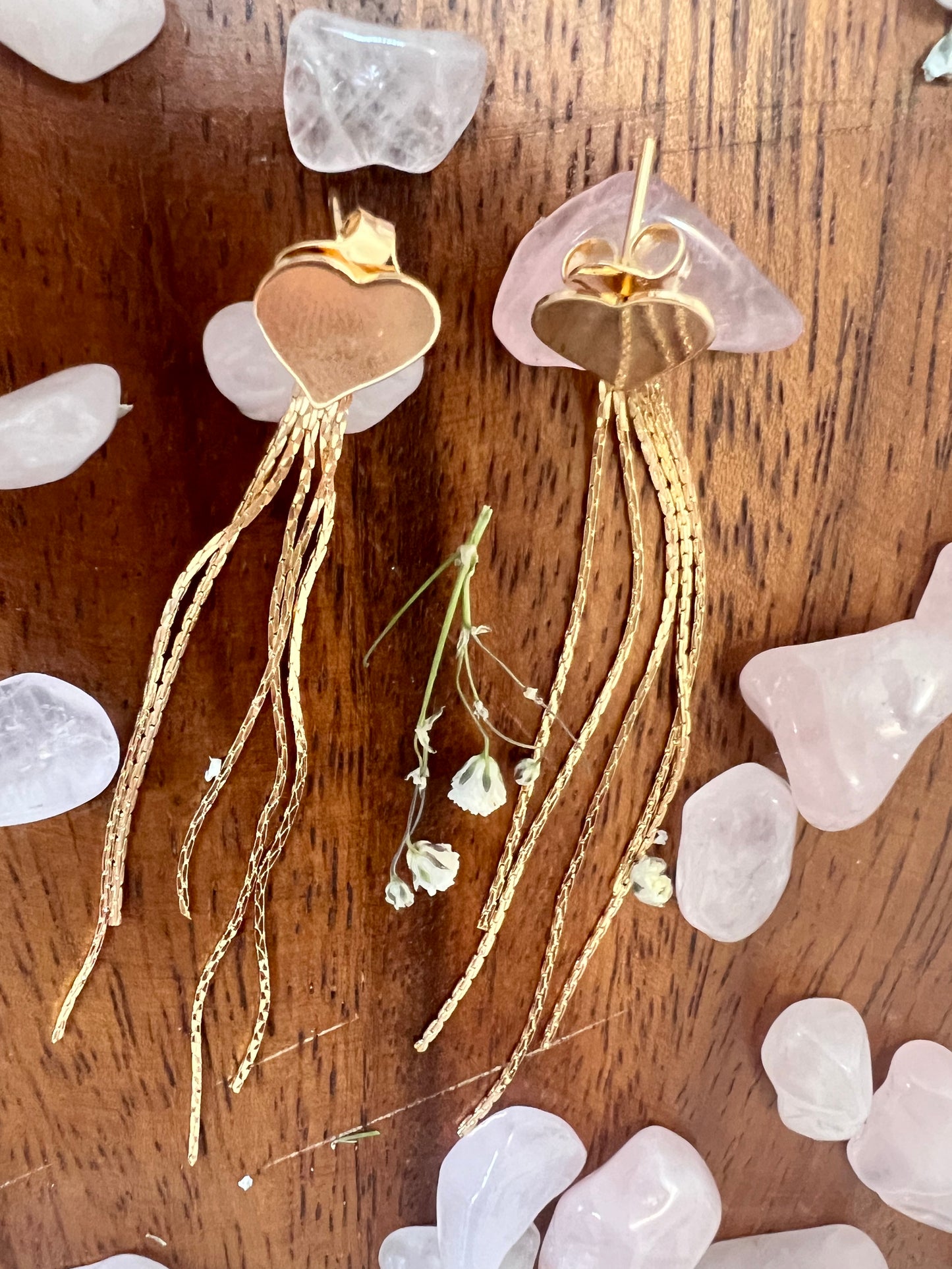 Heart Tassel Designed Earrings