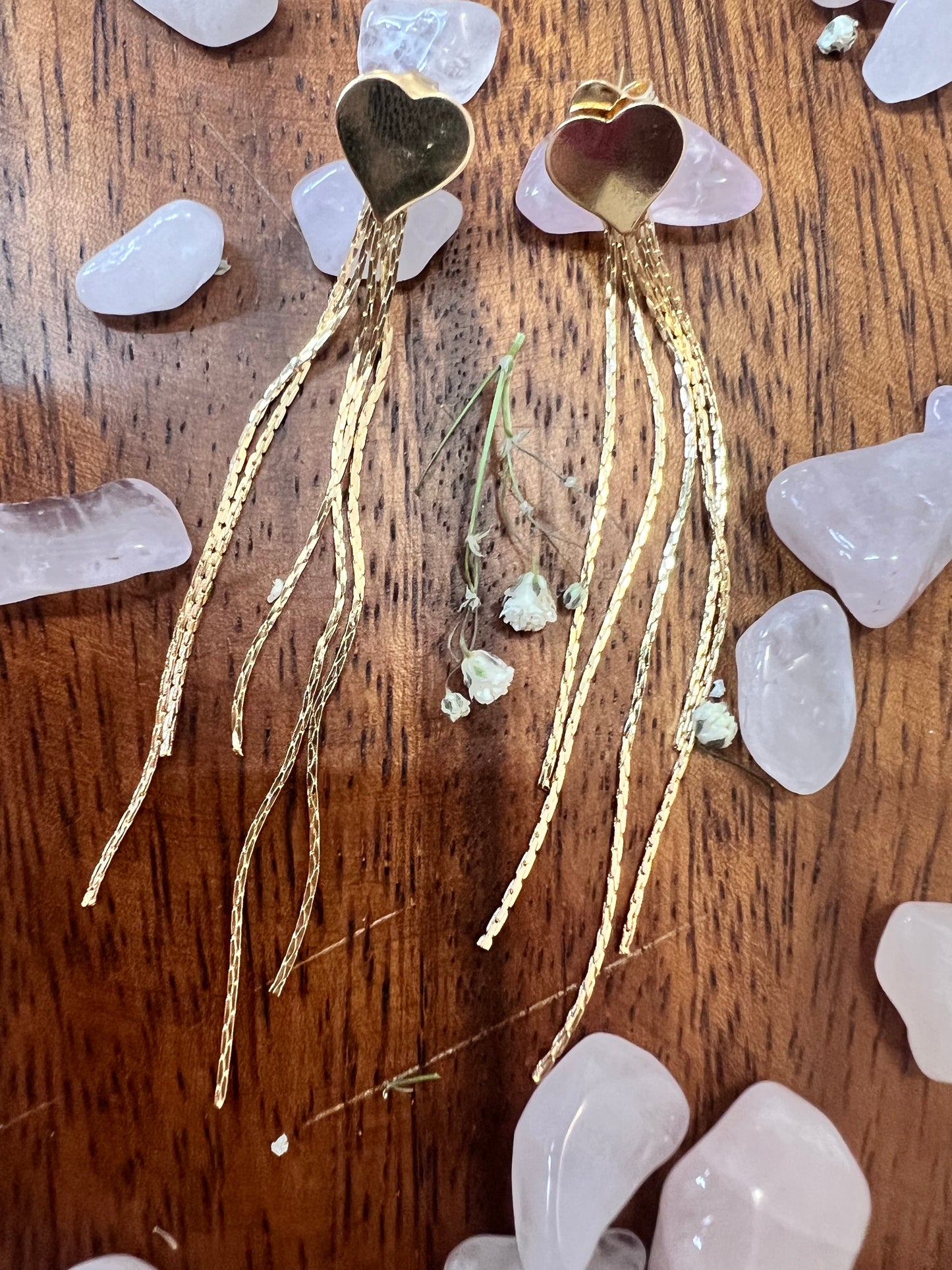 Heart Tassel Designed Earrings