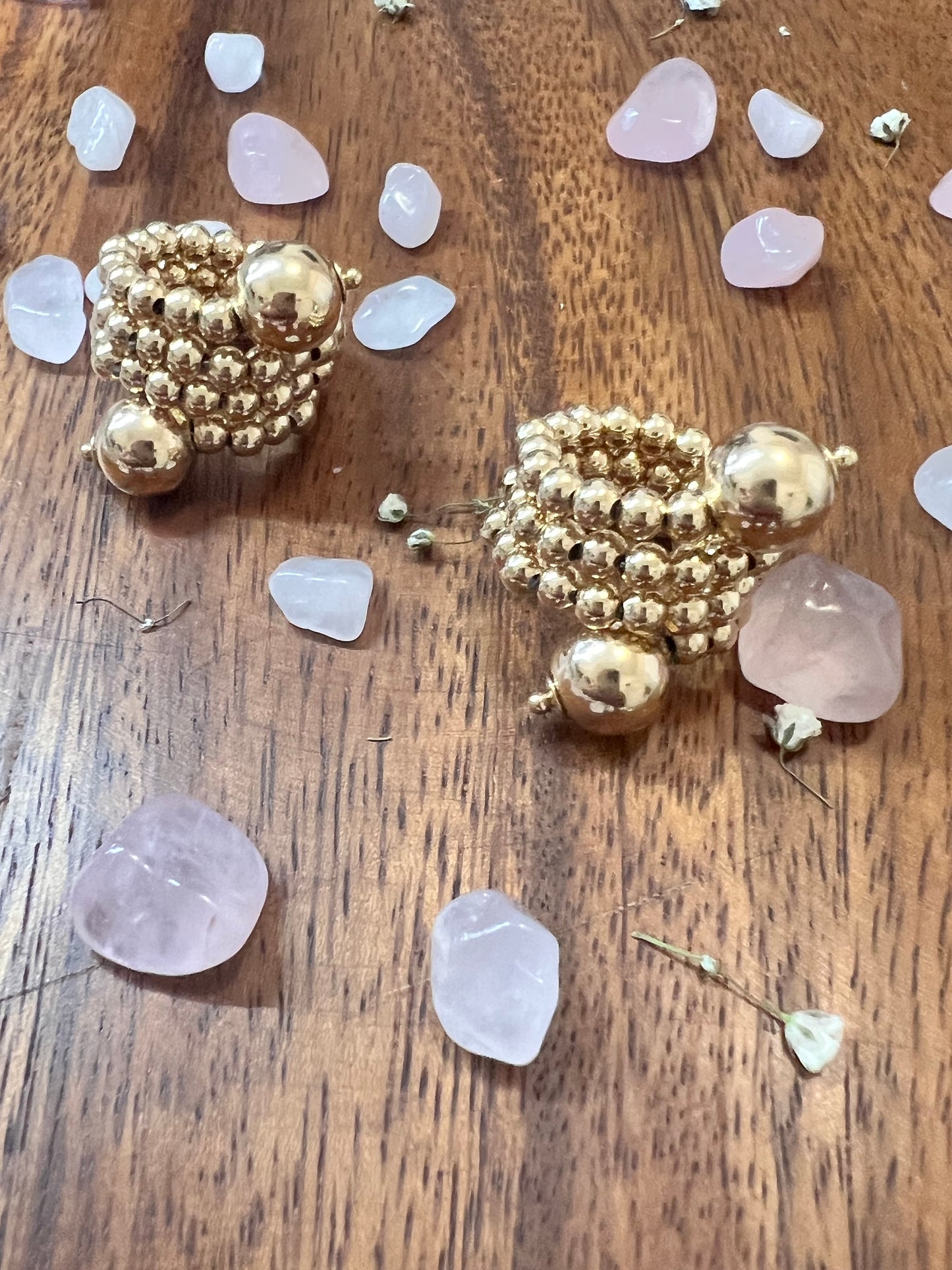 Triple Layer Row Gold Beaded rings