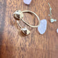 Twin Halo Gold Beads Ring