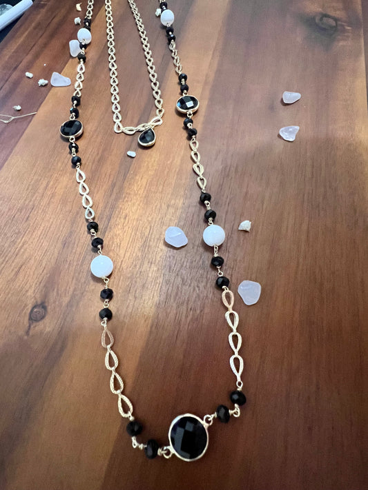 Double layered Black and Gold Necklace