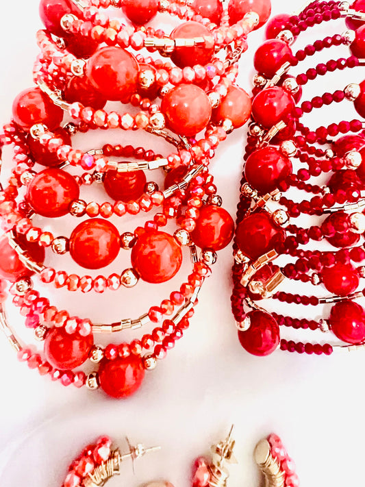 Orange Blooming Beads Bracelet