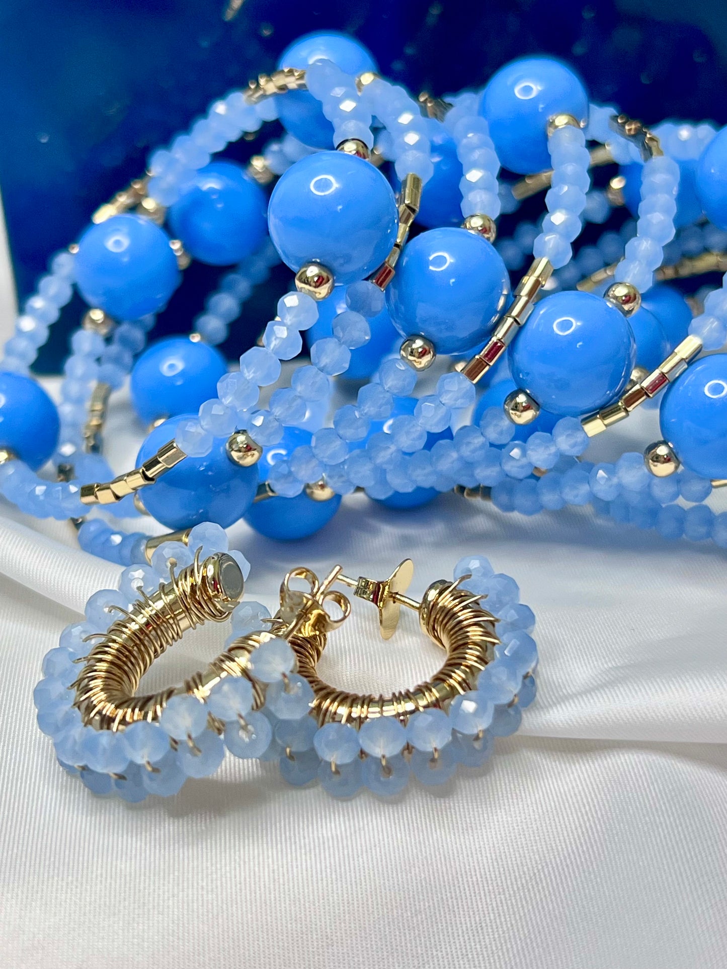 Lt. Blue Blooming Beads Bracelet