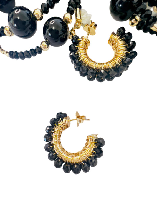 Black  Blooming  Earrings