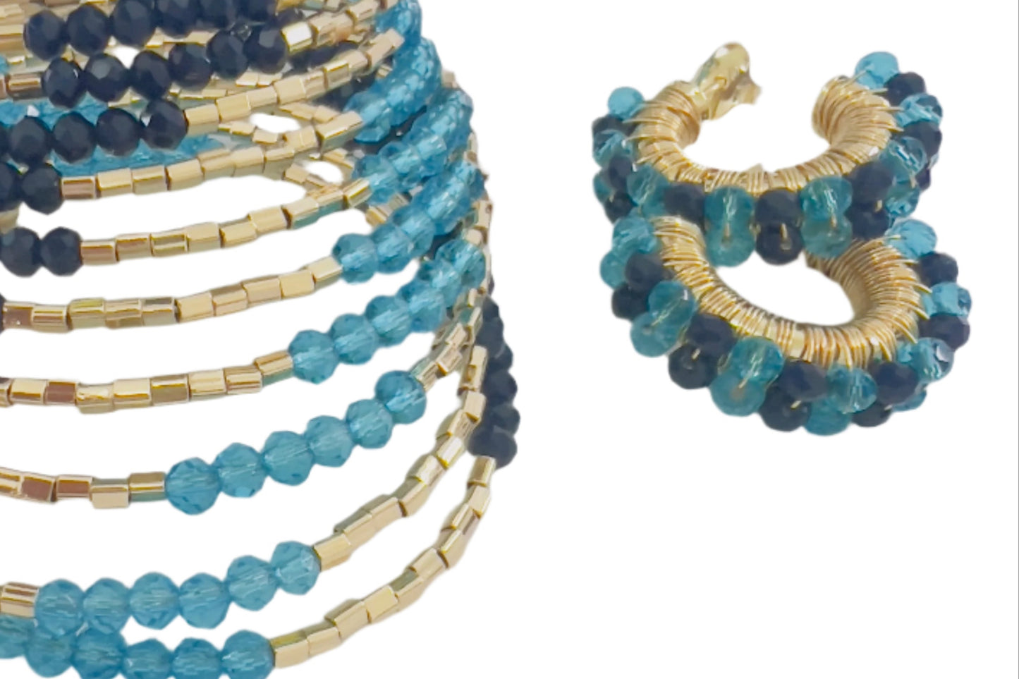 Two Tones Blue Blooming Beads Bracelet