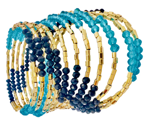 Two Tones Blue Blooming Beads Bracelet