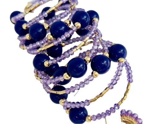Violet  Blooming Beads Bracelet