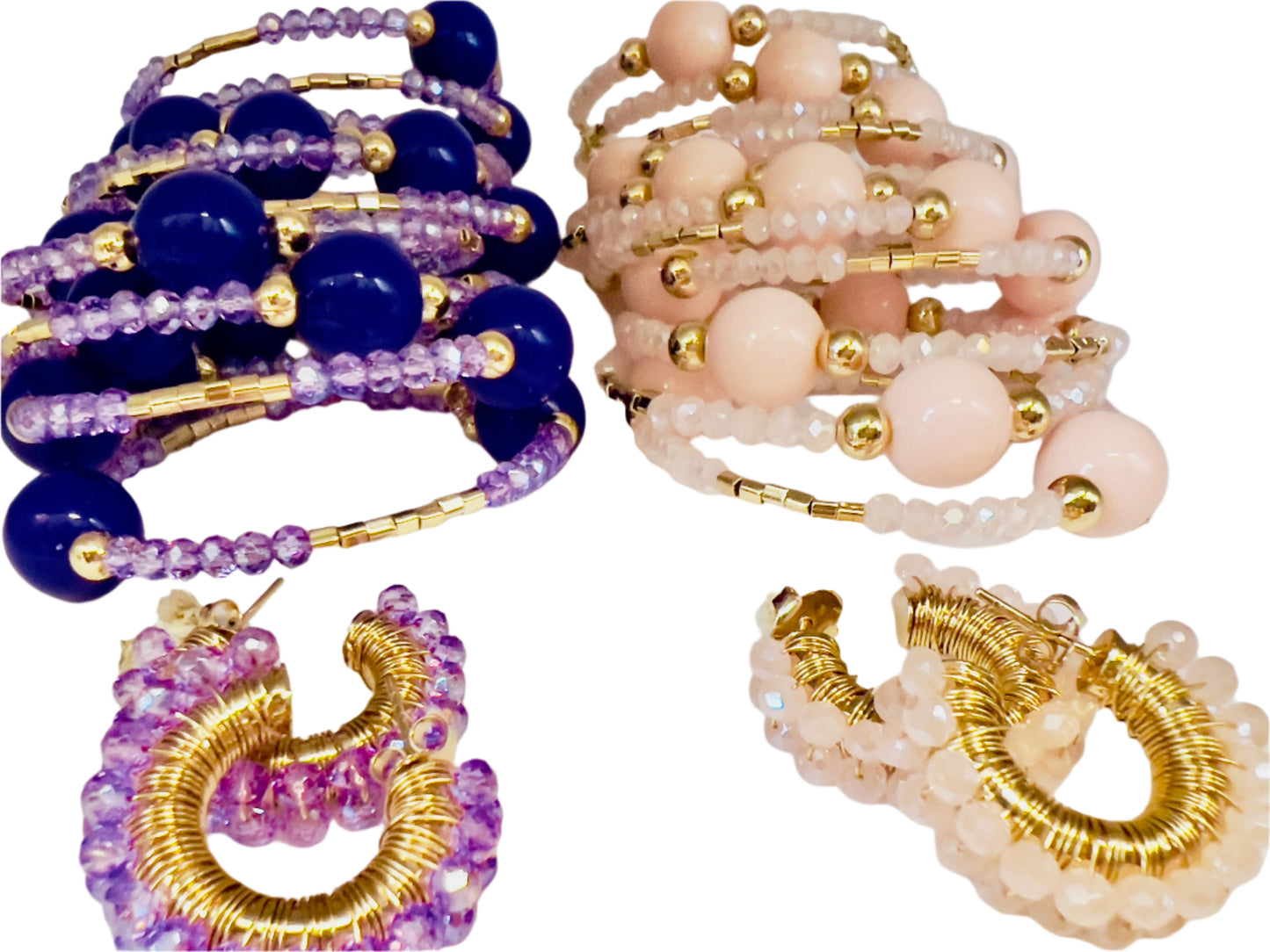 Violet  Blooming Beads Bracelet