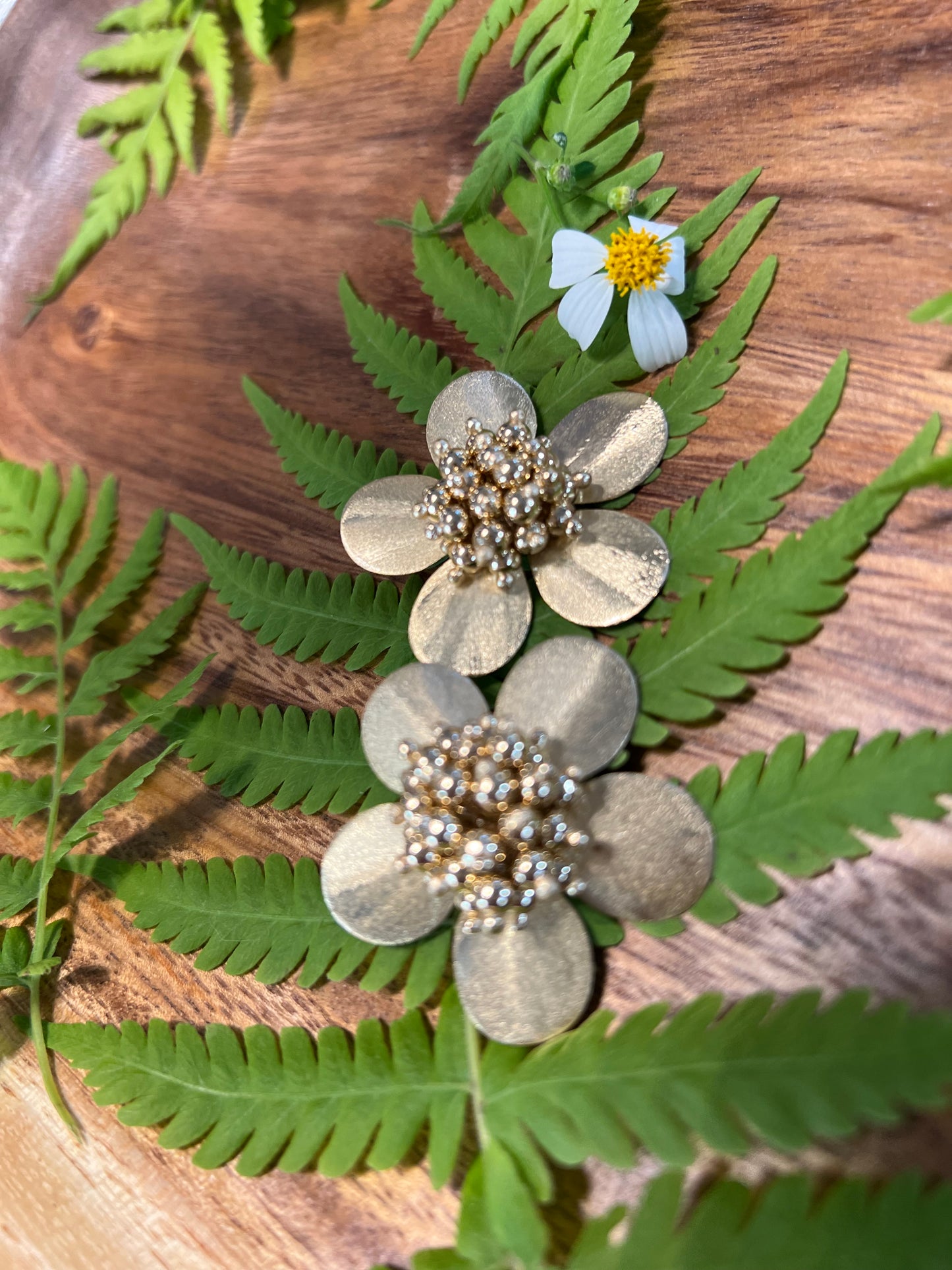 Flower with Gold Beaded Center Earring