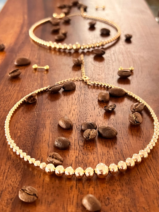 Gold Beaded Choker "Trendy"