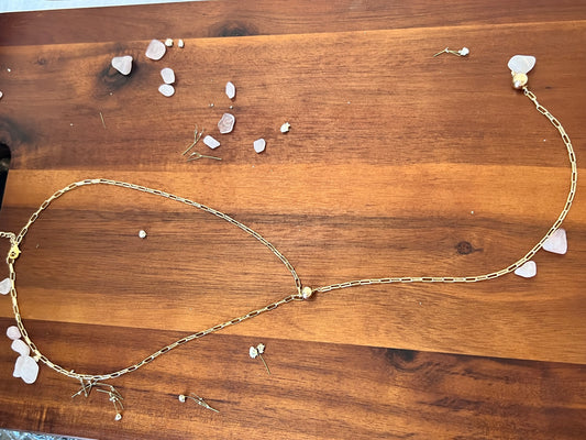 Long Safety Pins and  Beads Necklace
