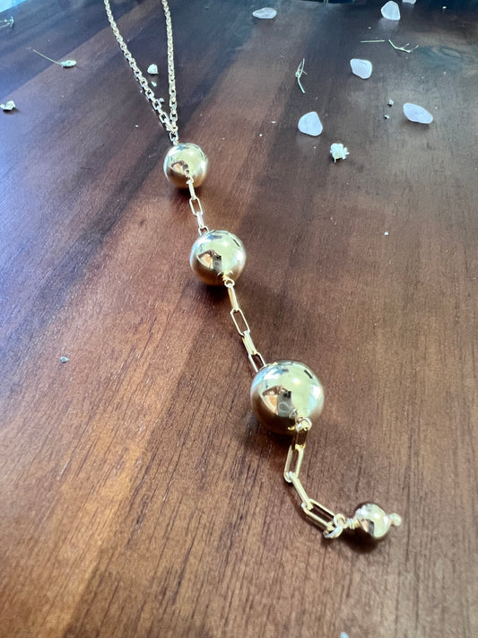 Long 18k Gold Plated Beads Necklace