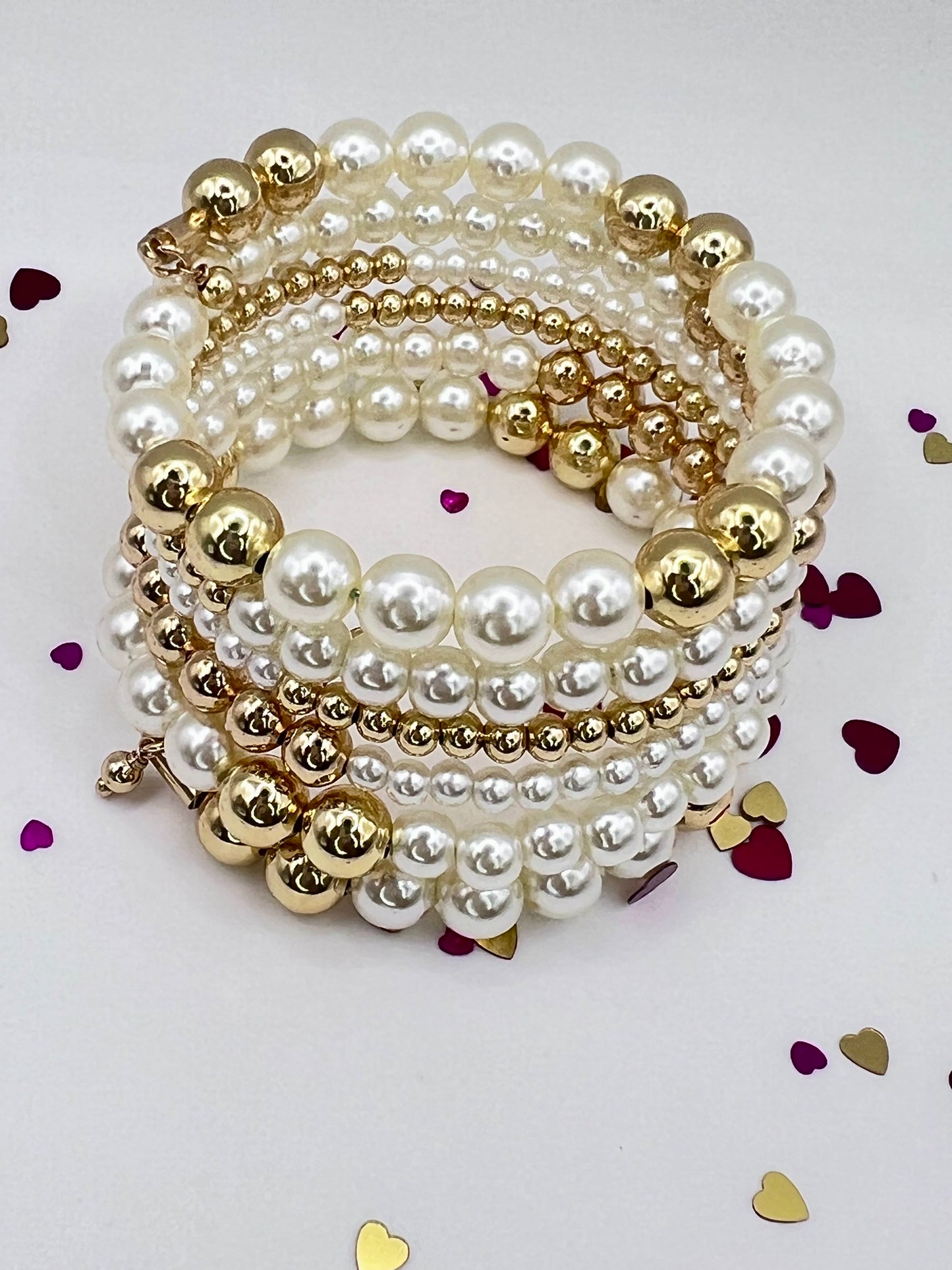 Bohemian Beads & Pearls Multi-Row Bracelet