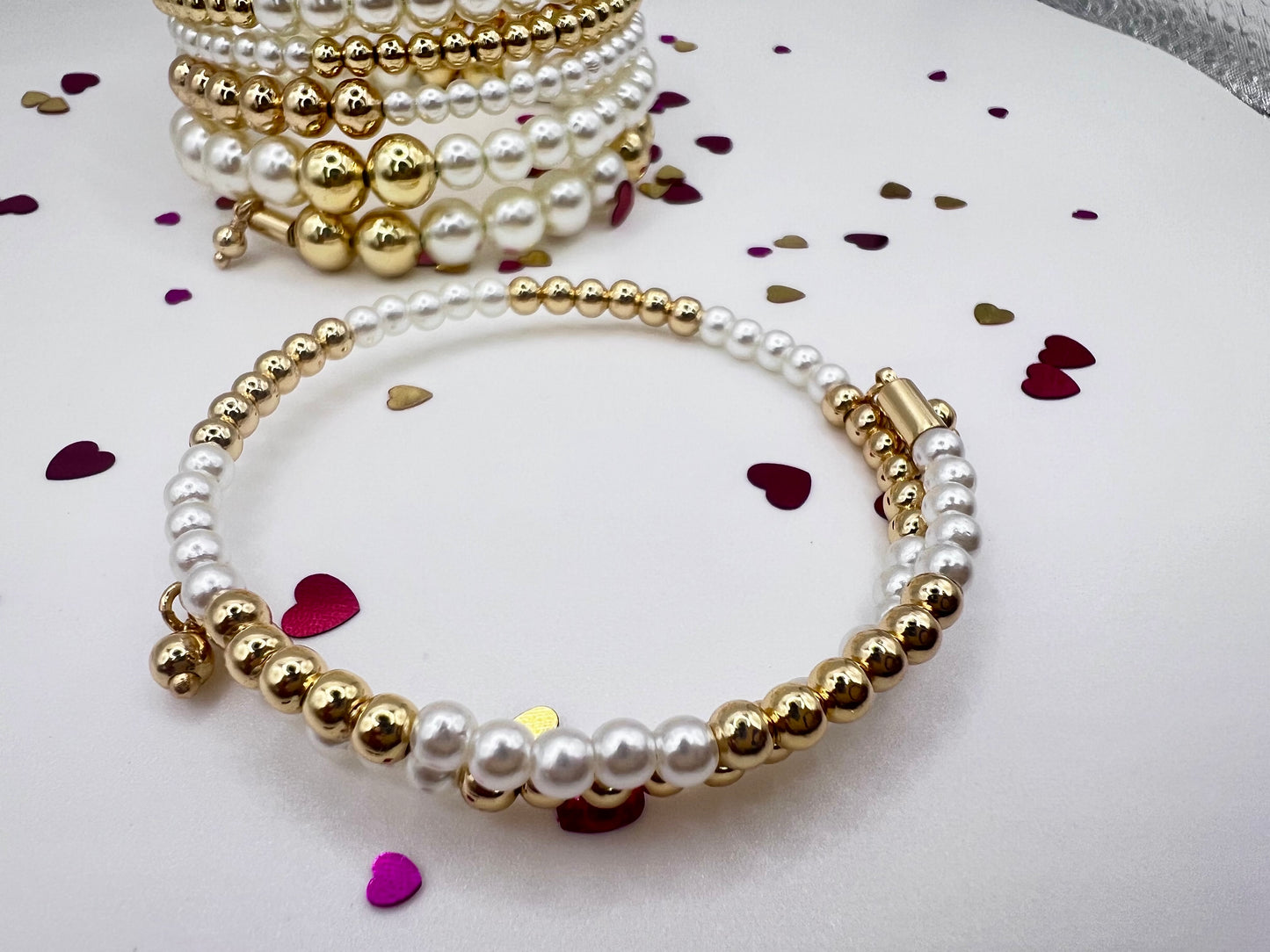 Double Row Beaded and Flawless Pearls Bracelet