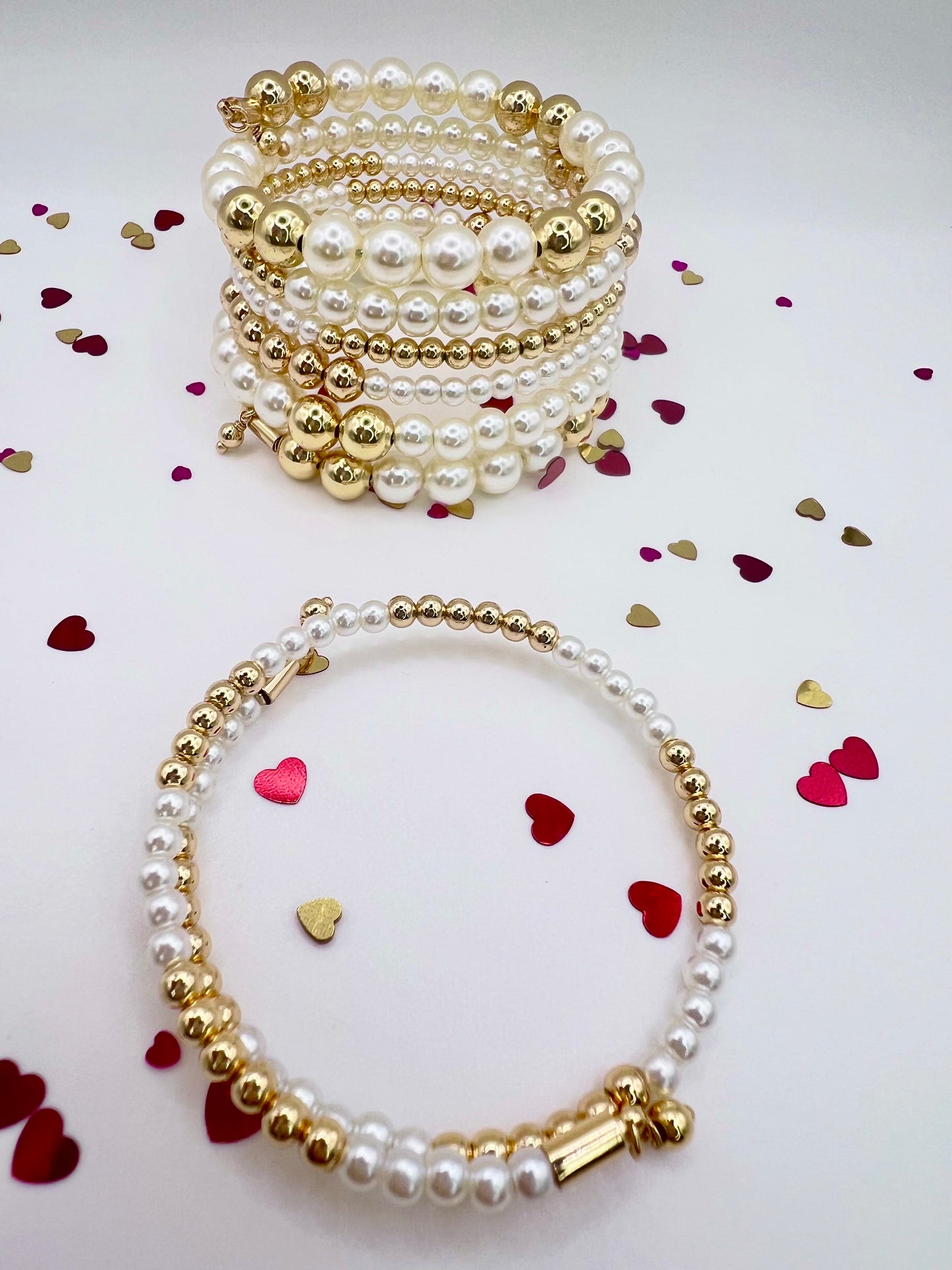 Double Row Beaded and Flawless Pearls Bracelet