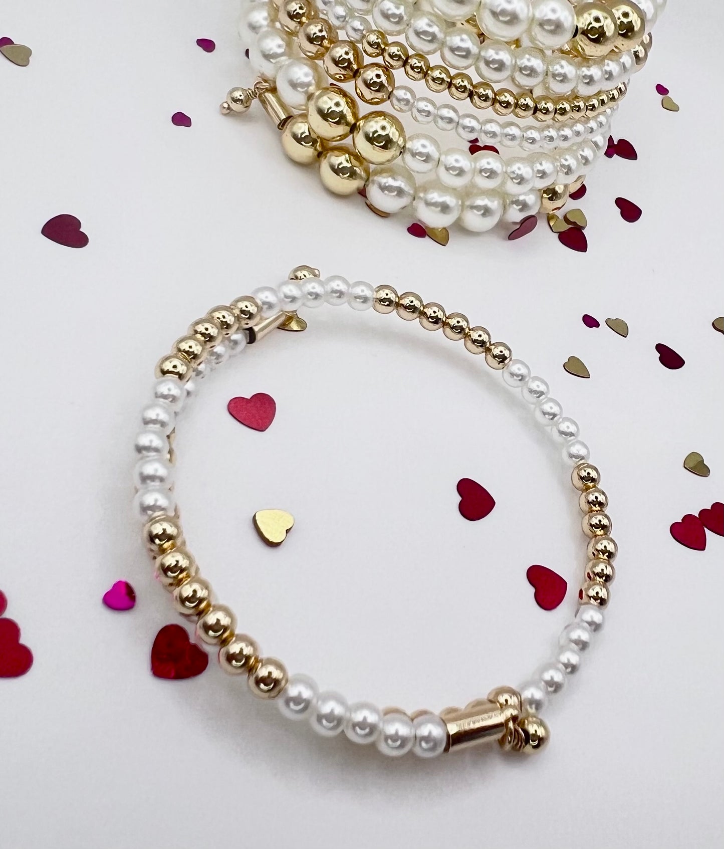 Double Row Beaded and Flawless Pearls Bracelet