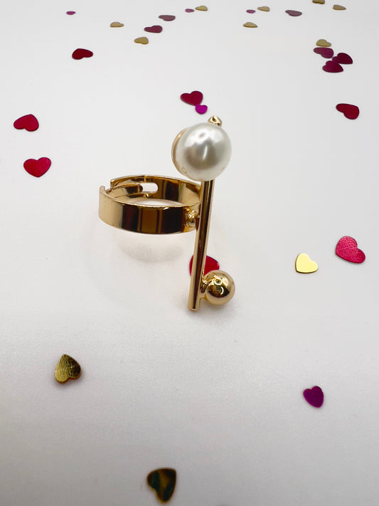 Geometric Pearl & Bead Ring